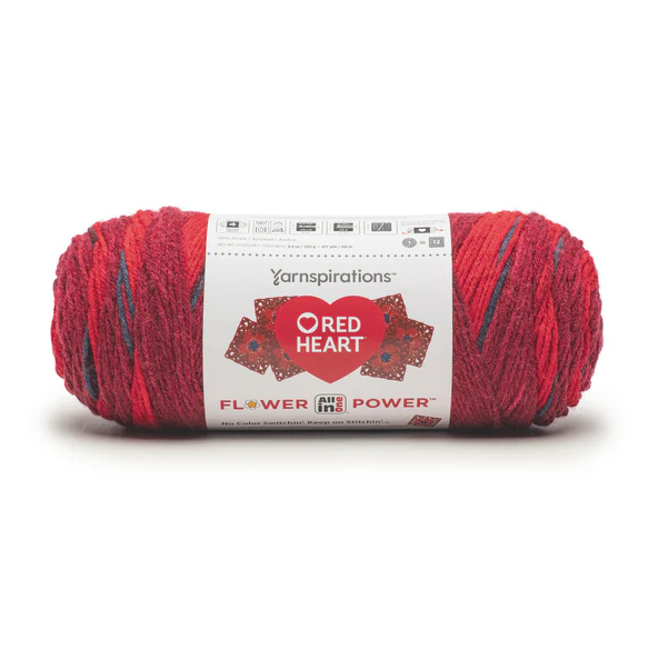 Red Heart Flower Power: Burgundy Blossom