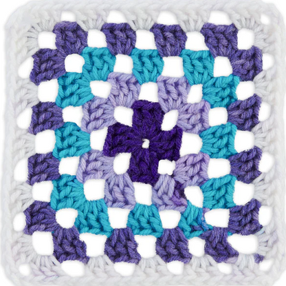 Red Heart Granny Square: Soft White - Amethyst