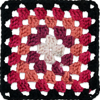 Red Heart Granny Square: Black - Carnation Code