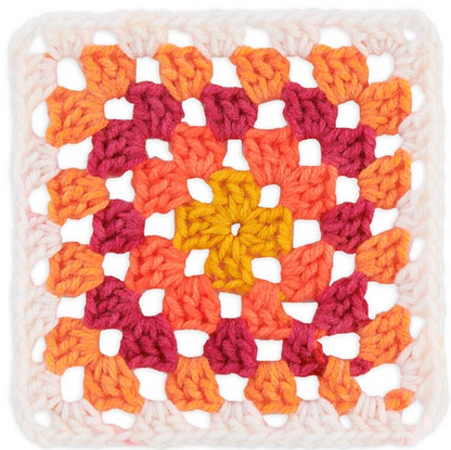 Red Heart Granny Square: Soft White - Citrus Twist