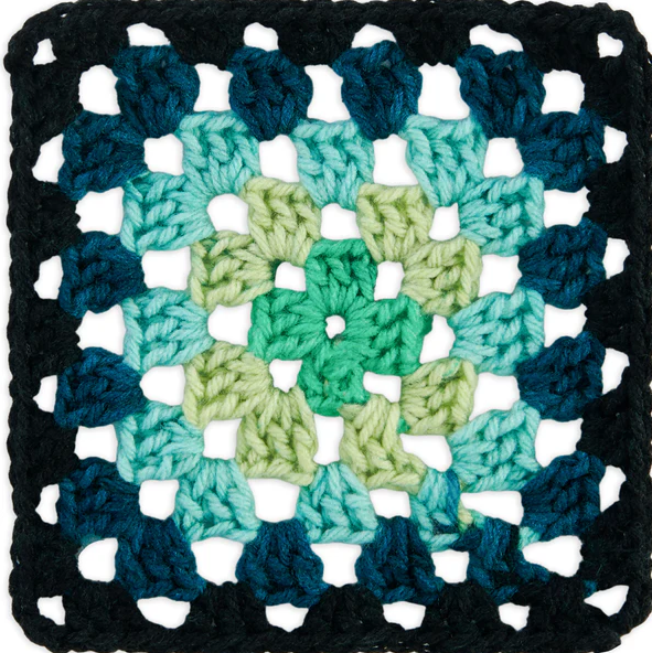 Red Heart Granny Square: Black - Cyber Leaf