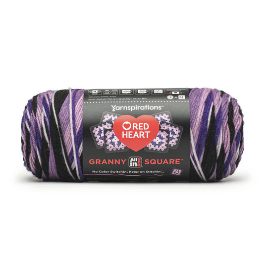 Red Heart Granny Square: Black - Grape Granny