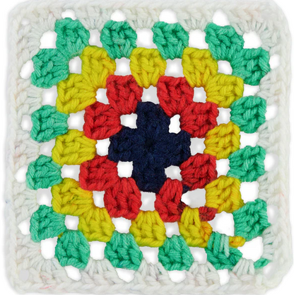 Red Heart Granny Square: Soft White - Green Scream