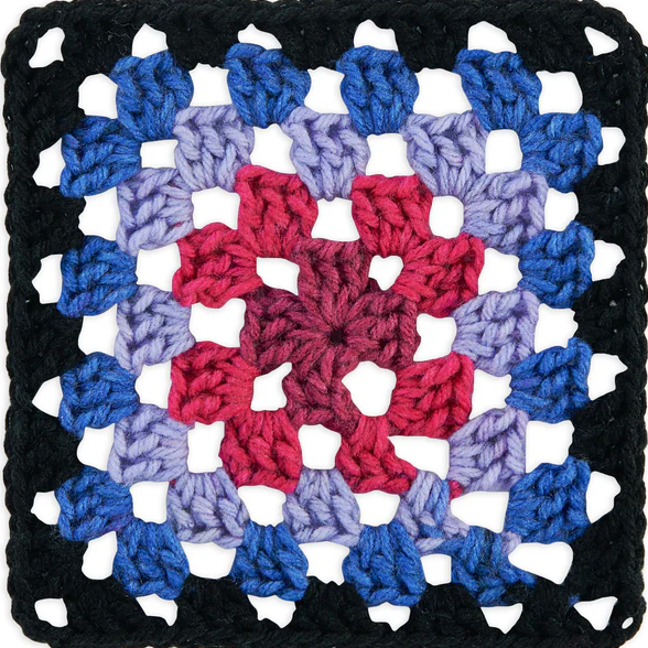 Red Heart Granny Square: Black - Hyper Violet