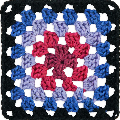 Red Heart Granny Square: Black - Hyper Violet