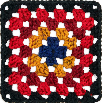 Red Heart Granny Square: Black - Moody Cherry