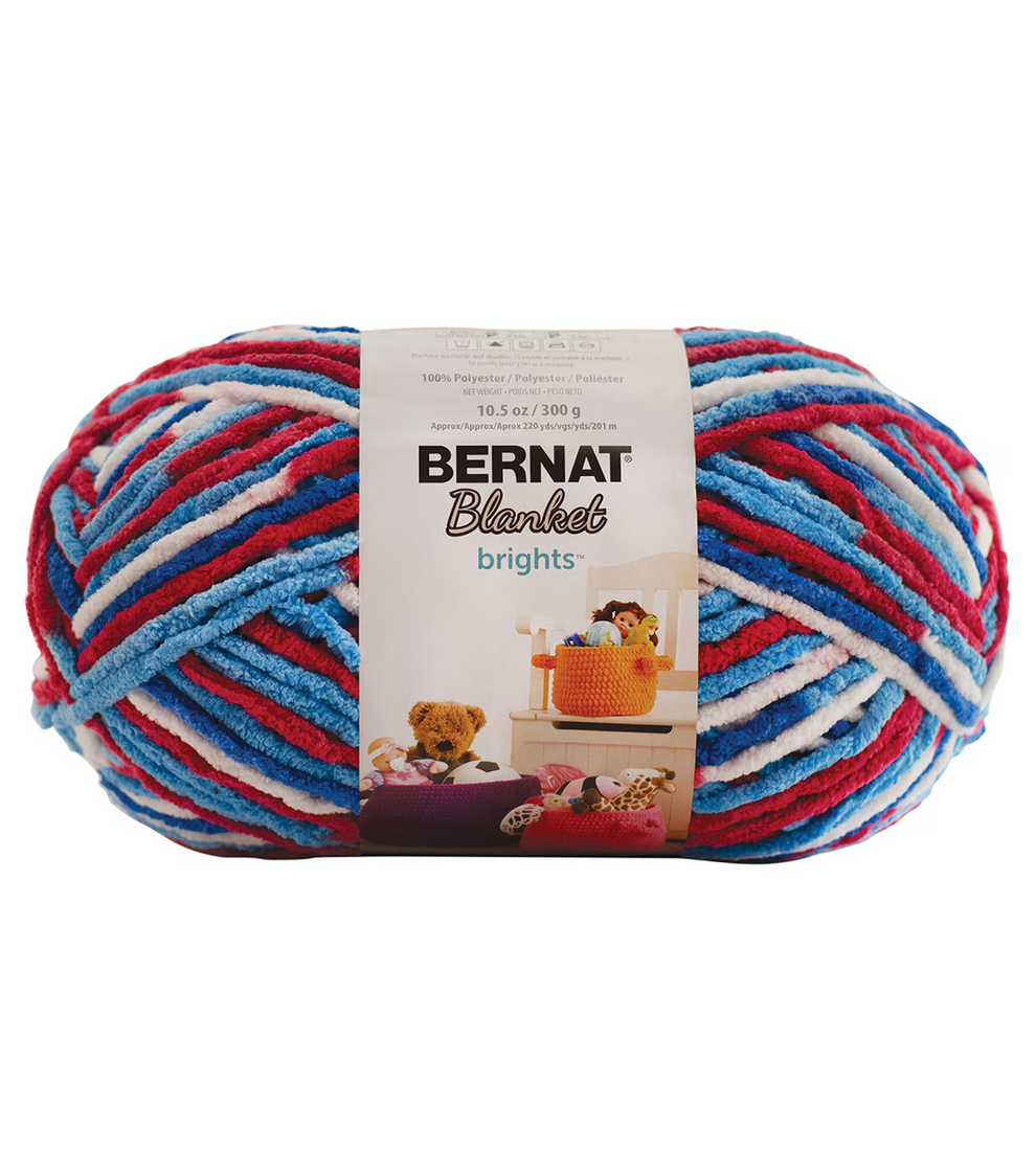 Bernat Blanket Brights: Red, White Boom – Color Pooling Crochet